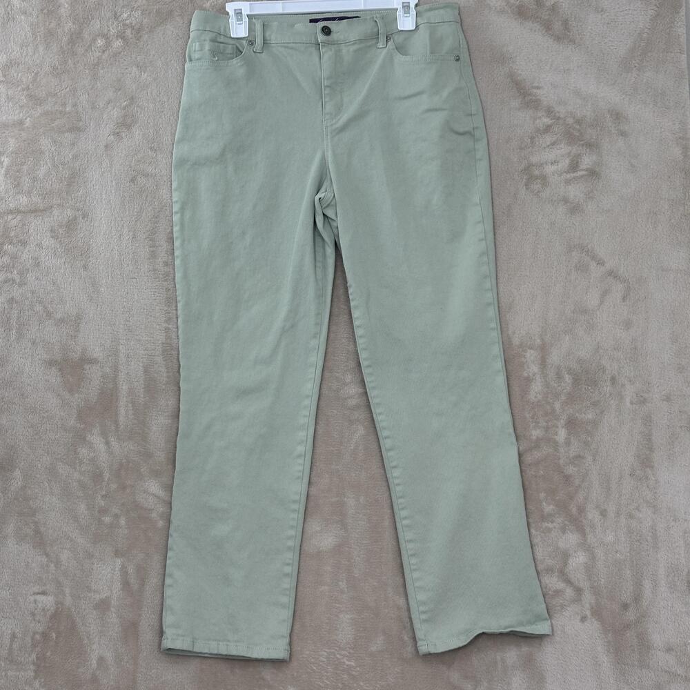 Gloria Vanderbilt Jeans Womens 12 Short Green High Rise Straight Stretch Denim